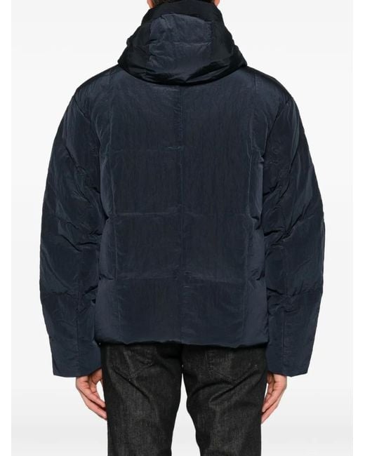 Emporio Armani Blue Logo-Plaque Hooded Jacket for men