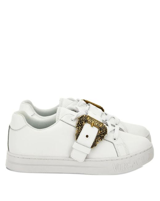 Versace Jeans Couture White Buckle-Detail Sneakers
