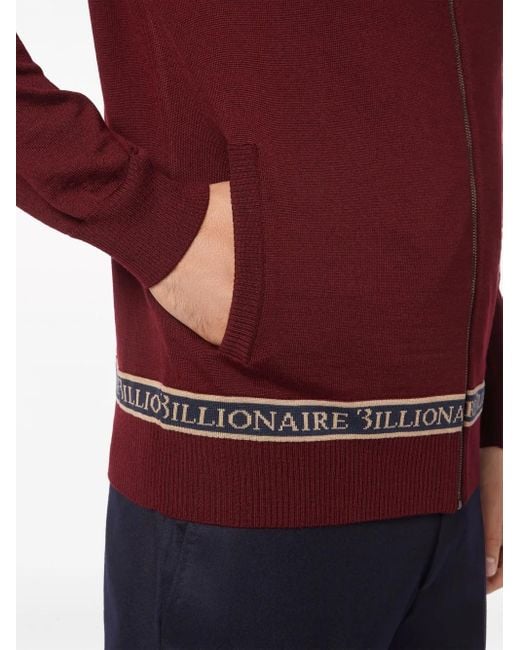 Billionaire Logo-Embroidered Zip-Up Jumper for men