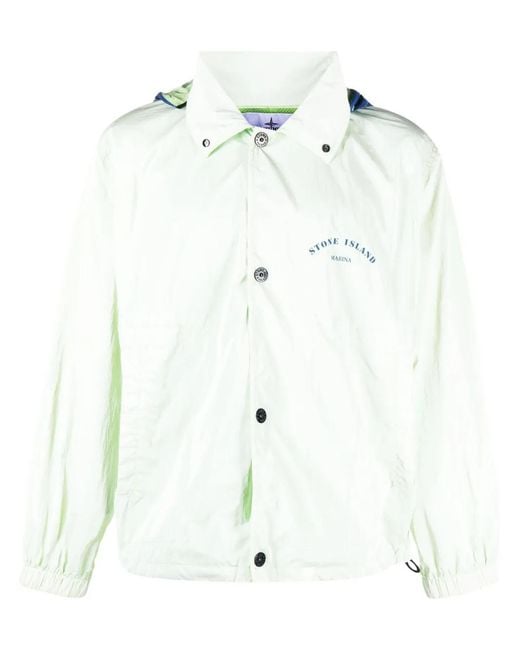 Stone Island White Contrast Hood Blouson Jacket for men
