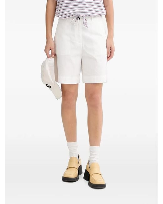 Marc O' Polo White Button-Fastening Belt-Loops Shorts