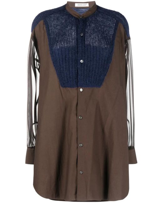 Undercover Blue Panelled Poplin Shirt