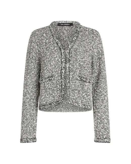 KARL LAGERFELD Women's Gray Bouclé-Knit Cardigan