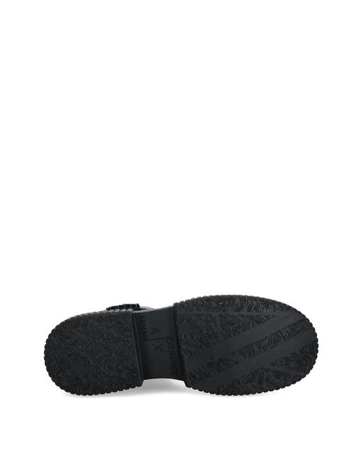 ARMANI EXCHANGE Black Logo-Plaque Boots