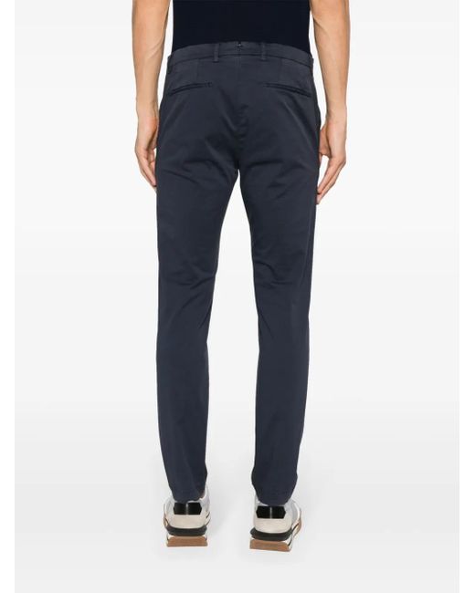 Briglia 1949 Blue Low-Rise Stretch-Cotton Tapered Chinos for men