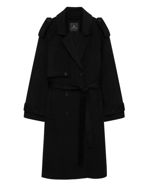 Anine Bing Black Rickie Belted Trench Coat