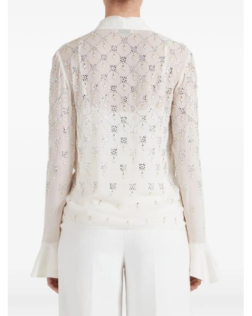 Temperley London White Gallantry Crystal-Embellished Blouse