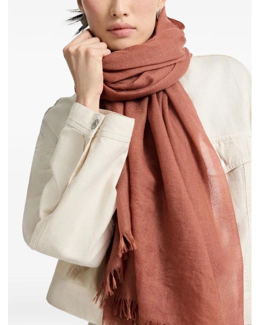 Sciarpa Con Frange di Brunello Cucinelli in Brown