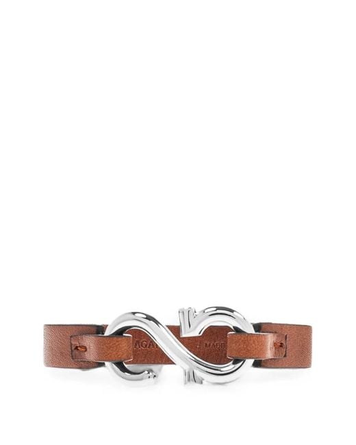 Ferragamo White Gancini Calf Leather Bracelet for men