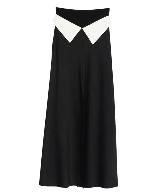 A.M.G Black Contrast-Detail Maxi Skirt
