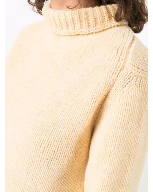 Jil Sander Yellow Asymmetric-Hem Roll Neck Jumper