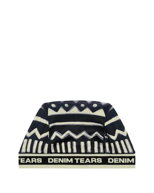DENIM TEARS Black 5Q Mudcloth Skully Hat for men