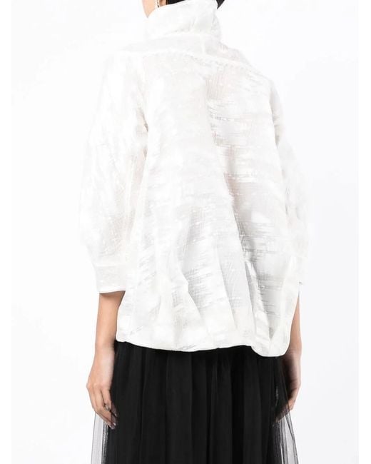 Shiatzy Chen White Full-Jacquard Stand-Up Collar Jacket