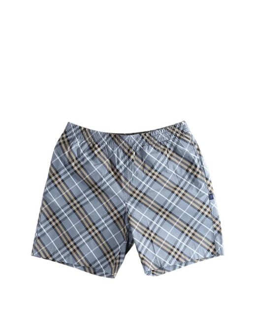 Burberry Blue Check Swim Shorts for men