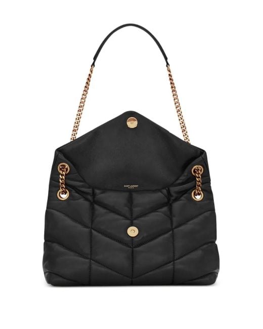 Saint Laurent Black Small Monogram Puffer Shoulder Bag
