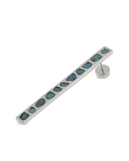 Parts Of 4 Blue Sterling- Plate-Diamond Earring