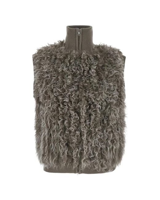 P.A.R.O.S.H. Gray Bouclé-Texture Sleeveless Jacket