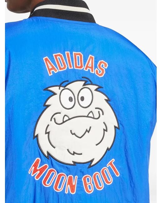 Adidas Blue Press-Stud Fastening Bomber Jacket