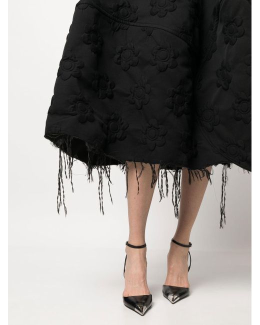 Sportmax Black Debossed Floral-pattern Mini Skirt