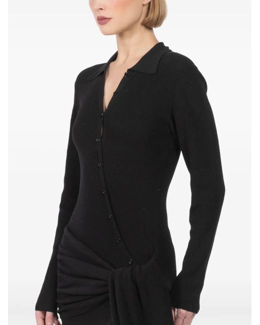 AYA MUSE Black Draped-Detail Maxi Dress