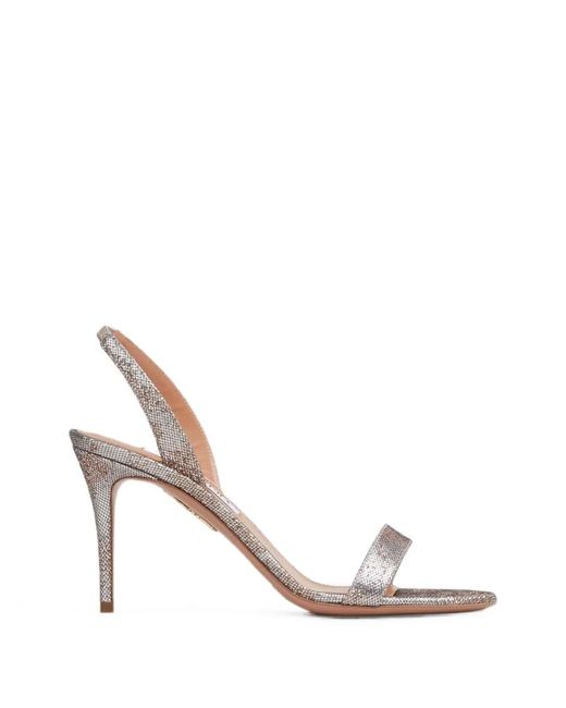 Aquazzura White Metallic-Effect Slingback Sandals