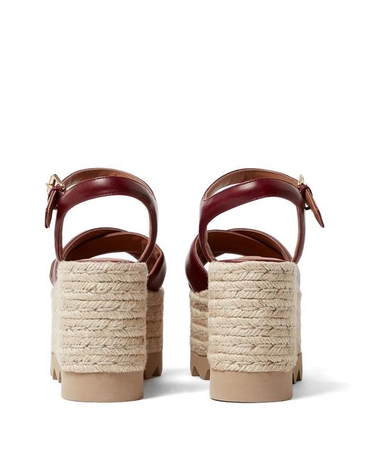 Stella McCartney Brown Elyse Crossover-Strap Platform Sandals