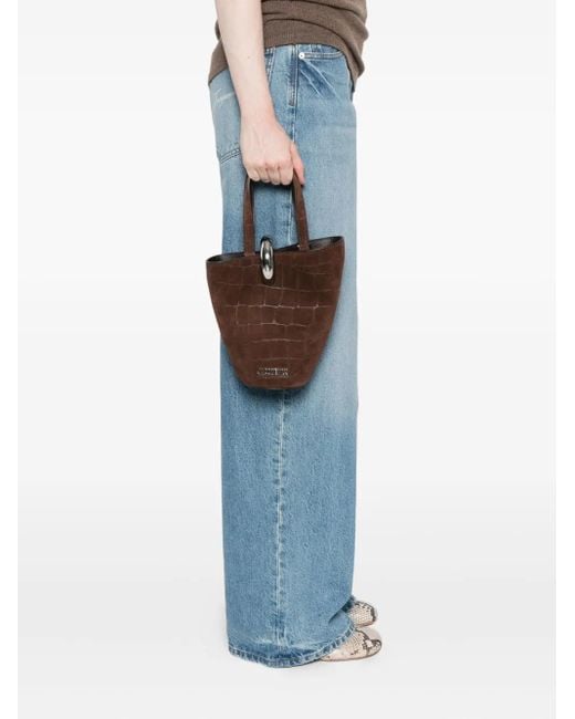 Jacquemus Brown Crocodile-Effect Ring-Detail Tote Bag
