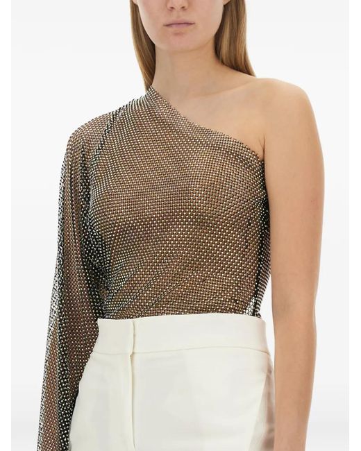 Genny White One-Shoulder Studded Top