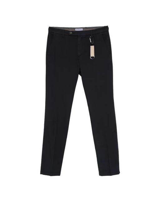 Manuel Ritz Black Micro-Texture Slim-Fit Trousers for men