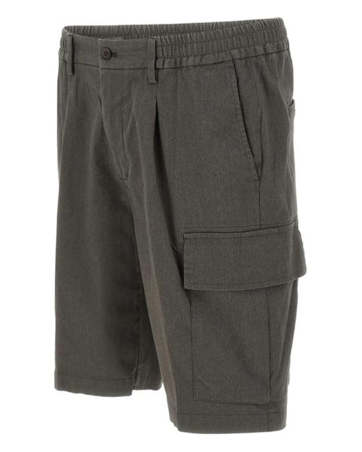 Devore Gray Pleated Cargo Shorts for men