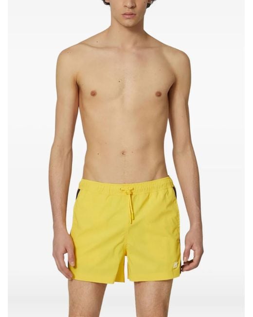 K-Way Yellow Salt Stripe-Detail Swim Shorts for men