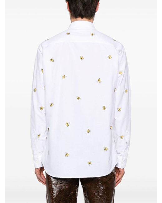 Camicia con ricamo di DSquared² in White da Uomo