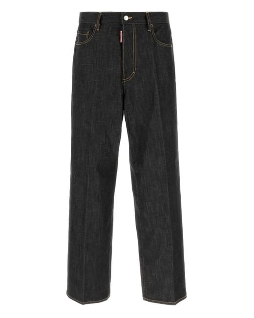DSquared² Black Five-Pocket Wide-Leg Jeans for men