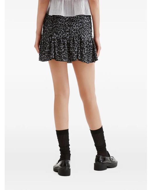 B+ AB Blue Leopard-Print Ruffled Mini Skirt