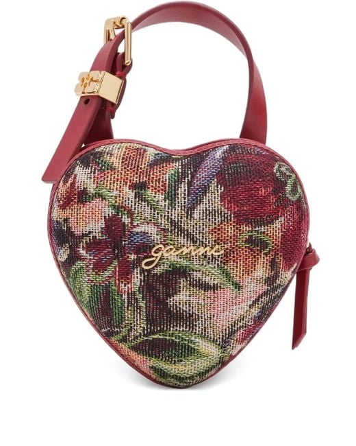 Ganni Pink Tapestry Nano Heart Tote Bag