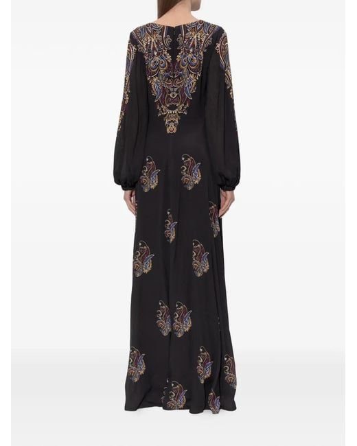 Vestido largo con cuello en V Etro de color Black