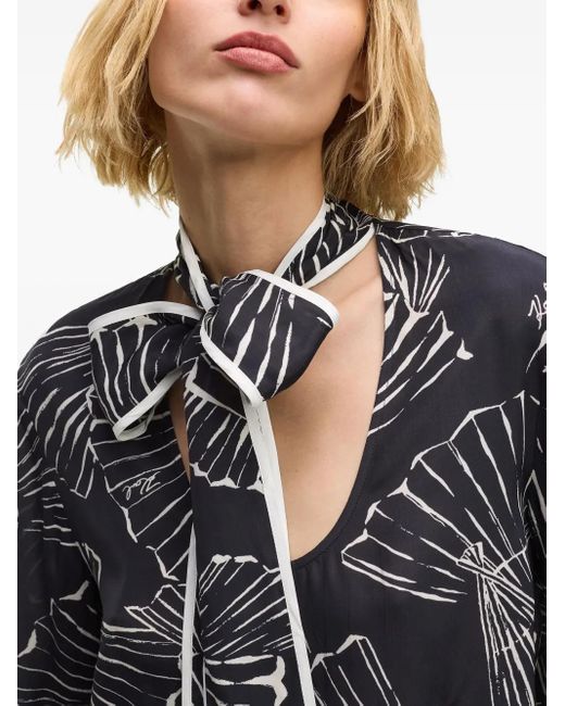 Karl Lagerfeld Black Graphic-Print Blouse