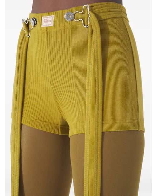 Jean Paul Gaultier Yellow Ribbed Patch-Detail Trousers