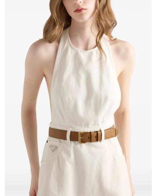Prada White Denim Halterneck Mini Dress