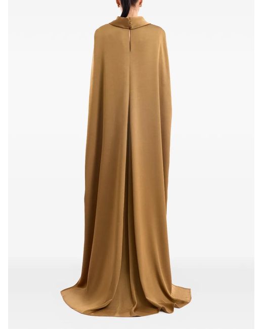 Gemy Maalouf Natural Calligraphy-Embroidered Kaftan Dress
