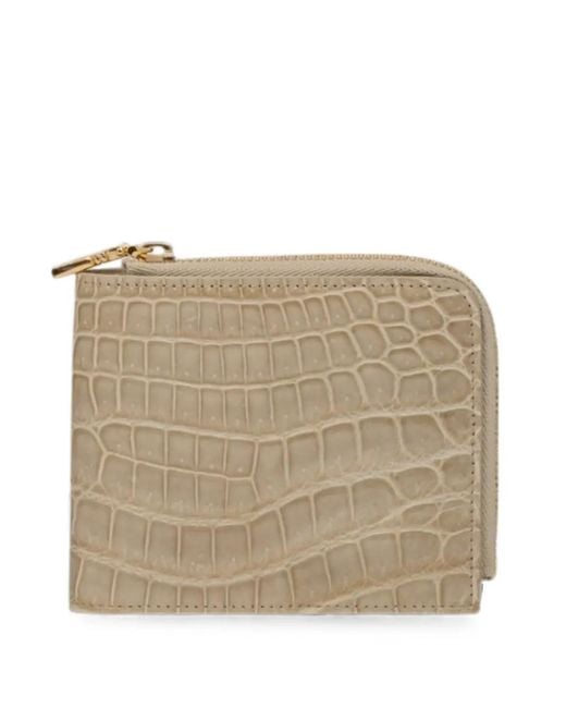 Kwanpen Natural Crocodile-Effect Zip-Around Wallet
