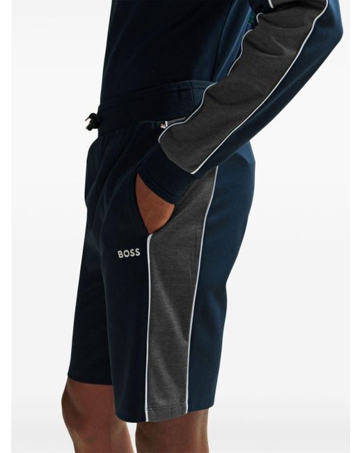 Boss Blue Logo-embroidered Track Shorts for men