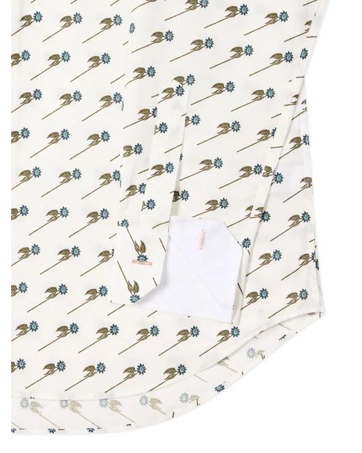 Paul Smith White Floral-Print Long-Sleeve Shirt for men