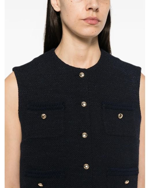 Maje Black Buttoned Sleeveless Vest
