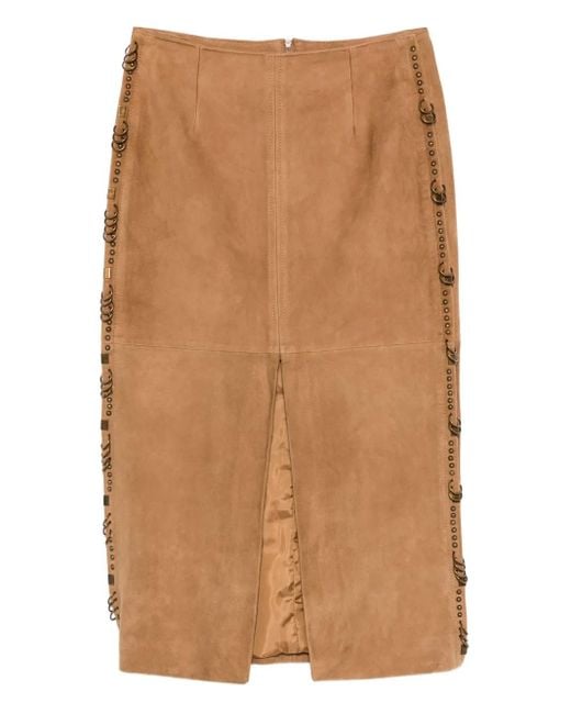 Patrizia Pepe Brown Suede Midi Skirt