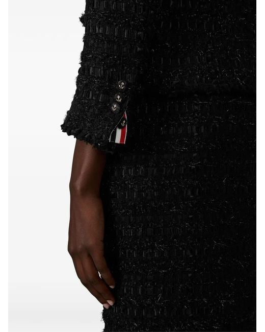 Thom Browne Black Frayed Ribbon Tweed Blazer