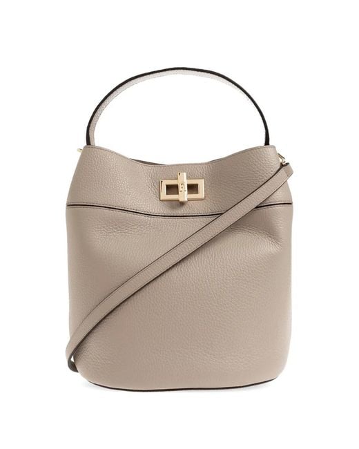 Furla Natural M Amelia Leather Twist-Lock Tote Bag