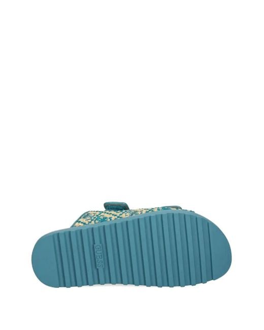 Fadeliza textured double-strap flat sandals Guess de color Green