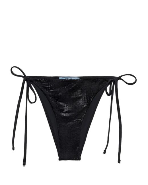 Bragas de bikini con placa del logo Prada de color Black