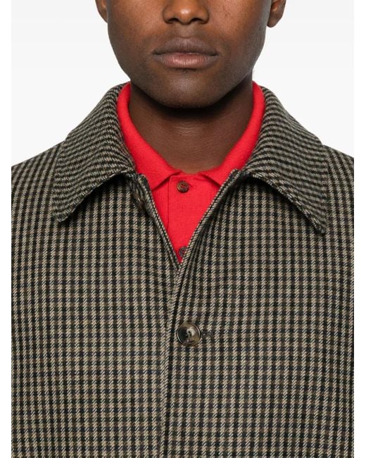 A.P.C. Gray Checked Button-Fastening Coat for men